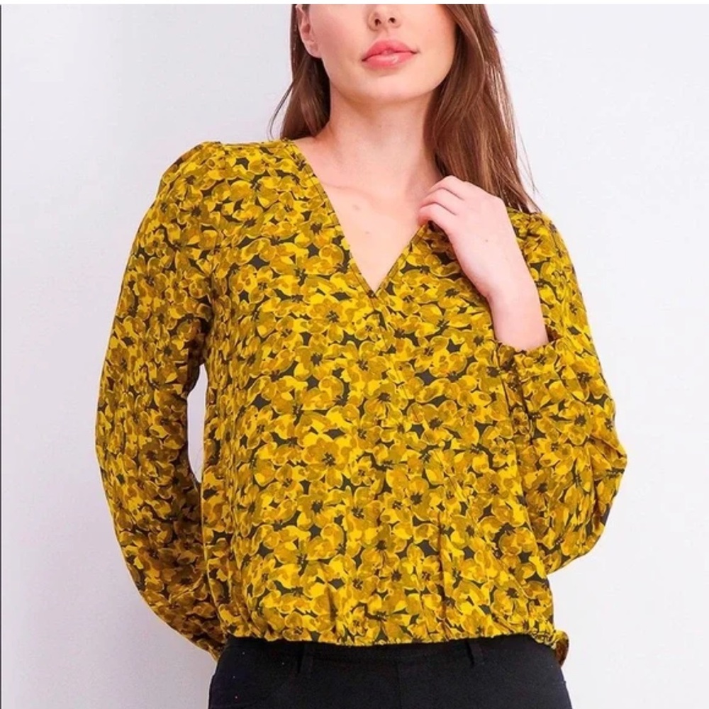 A New Day Yellow Black Long Sleeve Blouse #138
